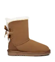 EVERAU Women Boots Double Back Bow Australia Sheepskin Wool Lining Nonslip