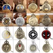 Mens Vintage Style Pocket Watch Quartz Movement with Necklace Chain Xmas Gifts