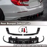 For 2018-2022 Honda Accord Yofer Car Rear Bumper Diffuser & LED Cover Trim Black