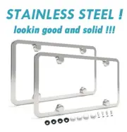 2Pcs Galvanized Stainless Steel Metal License Plate Frame With Screw Caps (for: Subaru)