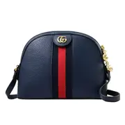 【GUCCI】經典Ophidia系列 綠紅綠織帶斜背貝殼包(499621-棕)