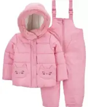 New! Carter’s Baby Girl’s Cat Kitty 2pc Snowsuit Size: 12M Pink