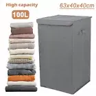 100L Large Laundry Baskets Washing Clothes Storage Folding Basket Bin Hamper Lid