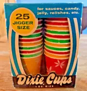 Vintage Dixie Cups Jigger Size 1 oz With Box Various Colors New VTG #1625 NOS