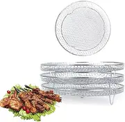 Welhammsae Round Air Fryer Rack, 3 Pcs Set, Food Grade Stainless Steel Grill Basket, Non Stick Mesh Basket Set, Compatible with Air Fryers, Oven, Microwave, Baking Accessories, 22.2 * 21 * 9.5cm