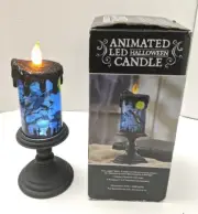 Animated Halloween LED Flameless Candle Moving Bats & Vampire