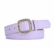 Leather Belt Square Buckle Ladies Belt Casual Classic Grommet Leather Belts f...
