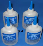 Cue Components Parts Supplies Medium Cyanoacrylate Super Glue Adhesive X 4