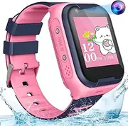 Kids 4G GPS Smart Watch, Waterproof Phone Smartwatch, Worldwide Real-time Tracking Video Phone Call Camera SOS Alarm Geo-Fence Touch Screen Pedometer Anti-Lost GPS Tracker Watch for Birthday Gift