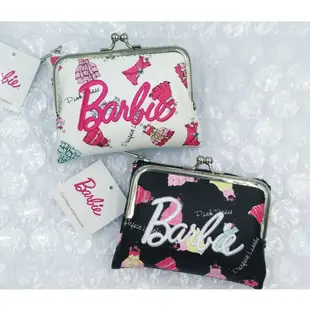 蔓菟小舖💖日本正版 Barbie 芭比 卡夾零錢包 皮革雙折 珠扣拉鍊 雙錢包 芭比洋裝 D22