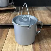 Solohike Titanium 750ml Pot Camping Titanium Cup with Lid for Outdoor Camping Hiking (750ml with Bail Handle)