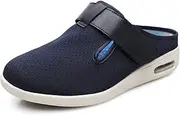 [WANGYUXIN] Lightweight Air Cushion Diabetic Sneakers,Widened Breathable Mesh Sports Sandals, Men's Adjustable Diabetic Slippers,Navy Blue,42