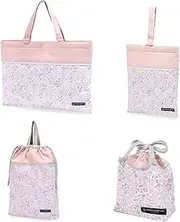 COLORFUL CANDY STYLE NW401900 Kindergarten Entrance 4-Piece Set, Quilting, Floral Mist, School Preparation, Lesson Bag, Shoe Case, for Kids, Gymnastics Clothing Bag, Cup Bag, Girls,