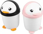 ARTIBETTER 2pcs Desktop Trash Can Small Trash Can Table Waste Bin Table Dust Bin Plastic Waste Organizer Penguin Wastebasket Desktop Garbage Organizer Pp