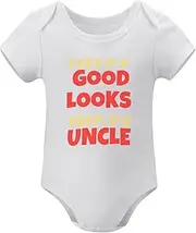 [WOOYONGING] I Get My Good Looks From My Uncle Infant Onesie Boys Short Sleeve Gender Neutral Baby Clothes Set White Girl Newbo
