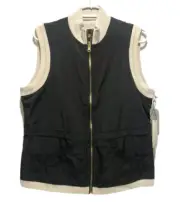 NWT Chicos Zenergy Women’s Size 2 Reversible Zip Button Up Vest Black White
