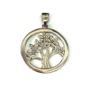 Sterling Silver Rhodium Plated Tree Of Life Pendant