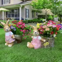 在飛比找樂天市場購物網優惠-戶外卡通兔子花盆玻璃鋼雕塑花園林小區草坪裝飾小品可愛動物擺件