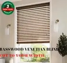 New 50mm Basswood Timber Venetian Blinds 90cm wide X120cm drop- Walnut Colour