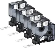 NineLeaf 4 Pack Black on White Cassettes Compatible for DYMO D1 45013 S0720530 Label Tape Replacement for LabelManager 160 280 420P PnP 220P 360D 450 210D Label Maker - 1/2 Inch x 23 Feet
