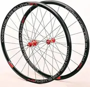 700C Ultralight Aluminum Road Bike Wheelset V-Brake 30MM Front Rear Reflective Rims QR 8 9 10 11 Speed Cassette Bearing Hubs (Color : Red Hub, Size : 700C)