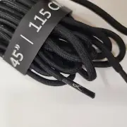 Premium rope shoelaces: 45" Black Rope + Logo Aglets by Laced Up