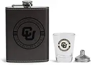 The Memory Company | Licensed NCAA Team Logo Leather Flask with Shot Glass and Funnel Set,University of Colorado, Boulder
