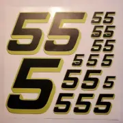 Matte Black-w/Yellow #5's Racing Numbers Vinyl Decal Sheet 1/10-1/12
