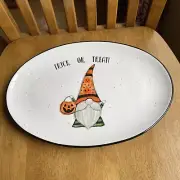Cobwebs & Cauldrons Halloween GNOME Trick Or Treat Platter Tray Plate NWT