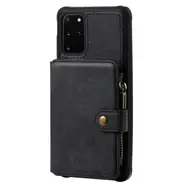 For Iphone 11 Pro Buckle Zipper Shockproof Protective Case With Holder and Card Slots and Wallet and Lanyard and Photos Frames(Black)