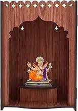 Fully Handmade Beautiful Small Wooden Home and Office Temple/Pooja Mandir - 38X22X28 Cm