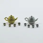 6PC Dollshouse Miniatures Accessories 1/12 Vintage Teapot Cups Set Kitchen Kit