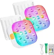 Color Charging LED Pool Light IP68 Bathtub Light Dimmable Fountain Light with Remote Control 16 Colors Light 6 Dynamic Modes 2H/4H/6H Timer Magnetic Charging