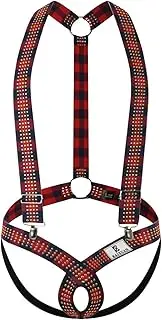 [Generic] Men's Sexy Sling Thong Bodysuit Wrestling Singlet Underwear Harness Elastic Support Adjustable Buckles Jumpsuit (Red,Medium), Red, Medium, Red, Medium