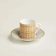 HERMES Mosaique au24 Gold coffee cup & saucer (set of 2) New Brand New