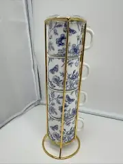 Grace Teaware Butterfly Stackable 4 Cup Set