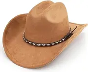 [Besoogii] Western Cowboy Hat for Women and Men, Unisex Big Wide Brim Felt Hats for Cowboys and Cowgirls