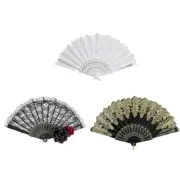 Chinese Decorative Fans Lace Fabric Folding Hand Held Dance Fan Decoration