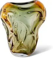 BARI Josiah Glass Vase Amber/Black (21 x 17 x 27cm) for Home Décor, Floral Arrangements & Centerpieces – Elegant Decorative Vase for Living Room, Dining Table & Office (Modern Dual-Tone Design)