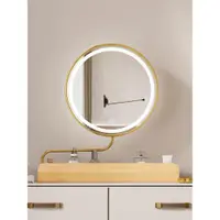 在飛比找ETMall東森購物網優惠-日式旋轉折疊式化妝鏡原木臥室桌上梳妝鏡led多功能伸縮可翻轉