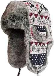 [CVMRBY] Winter Hats,Bomber Hat Aviator Bomber Hat Unisex Trapper Trooper Hat Winter Keep Warm Soft Pilot Hat with Faux Fur Windproof Hat 56-62cm