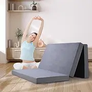 Mona Folding Mattress Bedding Foldable Tri-fold Sofa Lounge Floor Mat Pad Portable Mattress Foam for Camping Travel Sleeping, Sofa Bed Pad Home Office Velvet Fabric, Double