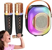 Small Karaoke Machine for Kids,Portable Kids Karaoke Machine with 2 Microphones - Heavy Bass Karaoke Machine for Singing Lovers for Bedroom, School Stage