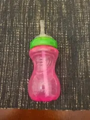 Nuby baby toddler bottle No-Spill Easy Grip Cup, 10 oz Hot Pink Green girl straw