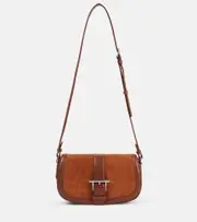 [McQueen] McQueen T-Bar Small suede crossbody bag One Size brown
