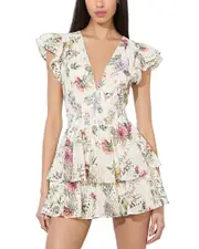 Alice and Olivia Kessie Ruffle Sleeve Romper