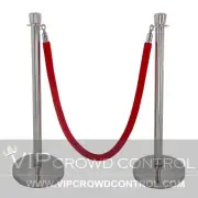 CROWD CONTROL ROPE STANCHION SET, 2 TAPER POSTS IN MIRROR S.S+1 ROPE, DOMED