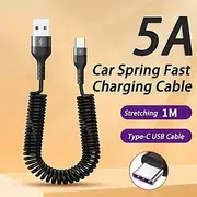 5A Fast Charging Type C Cable Micro USB Spring Car USB Cable For Samsung Xiaomi Redmi POCO Huawei Honor Phone Accessories Gift