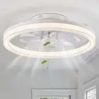 FANNEHONNE 20" Indoor Low Profile White Ceiling Fan with Dimmable LED Light NEW
