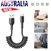 Coiled USB to Type C Charger Cable Fast Charging Cord For Huawei Samsung Car